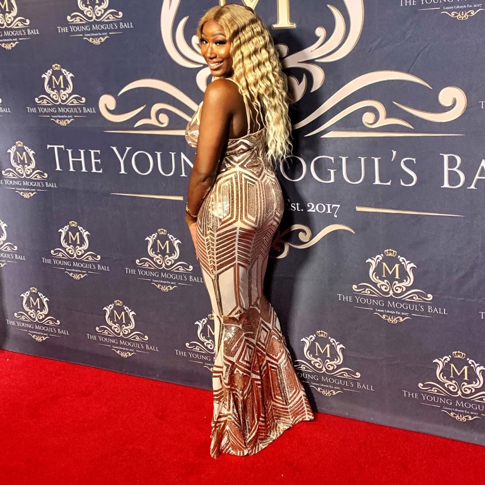 Gold sequin dress